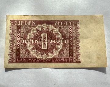 Banknot  jeden złoty z 1946 r.