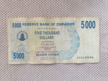 Zimbabwe 5000 Dolarów