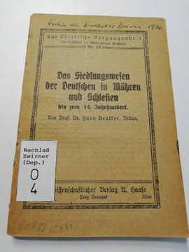 Siedlungswesen Deutschen Mähren u. Schlesien 1918