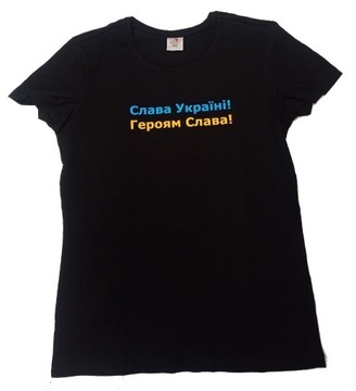 T-shirt damski "Slawa Ukraini! Gierojam Slawa!"- L