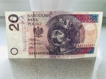 Banknot 20 zł, ciekawy nr z serii AZ5595959