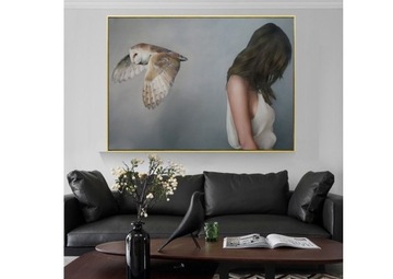Obraz Canvas artystyczny kobieta modelka ptak sowa