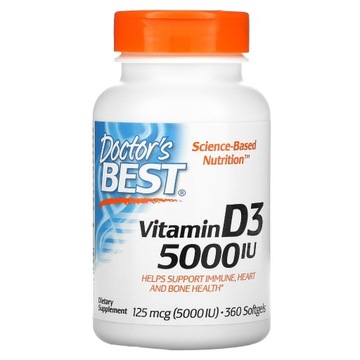 Doctor's Best Witamina D3 5000 IU - 360 kapsułek