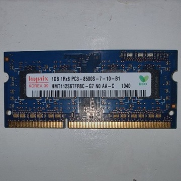 RAM SODIMMHynix 1 GB DDR3 PC3-8500S pamięć laptop