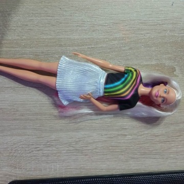 Barbie Lalka Rainbow Błyszczące tęczowe włosy 