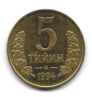 UZBEKISTAN - 5 TIJIN - 1994