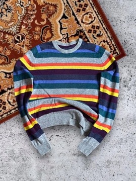 Vintage sweter kolorowy w paski cienki 