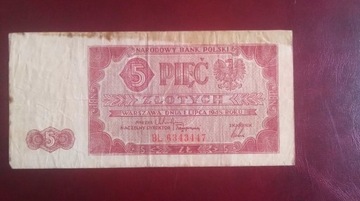 Polska, 5 złotych 1948r. Traktorek