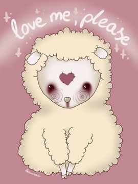 Plakat A3 owca -love me, please-