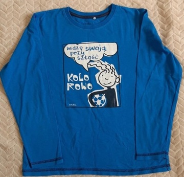 Ciemnoniebieski t-shirt bluzka długi rękaw r.146