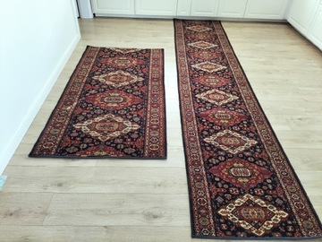 Komplet orientalnych wełnianych dywanów+chodnik 