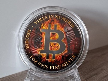 BITCOIN Płonący 1 Oz Srebrna moneta $2 Niue 2022