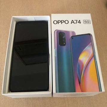 Smartphone telefon Oppo A74 5G box