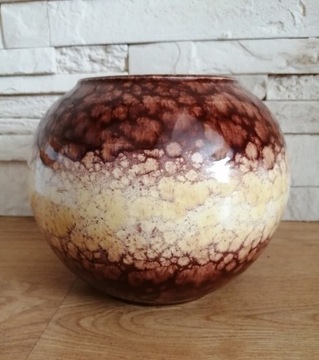 U-KERAMIK Brown Ball Vase Pottery Fat Lava