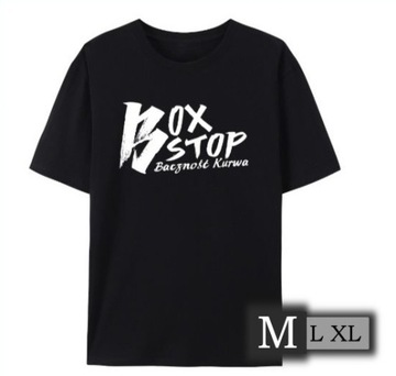 Koszulka, t-shirt, czarna z napisem, Rozmiar M