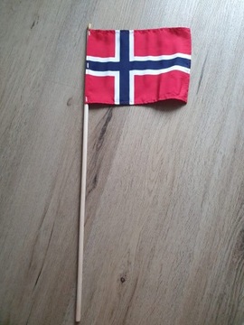 Flaga Norwegii norweska na patyku nowa