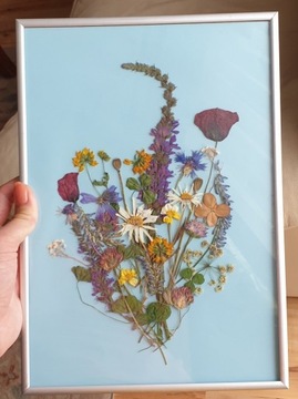 obraz, kompozycja, prezent suszone kwiaty 
