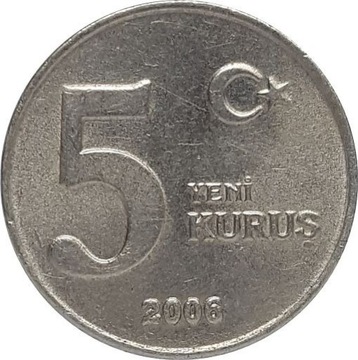 Turcja 5 yeni kurus 2006, KM#1165