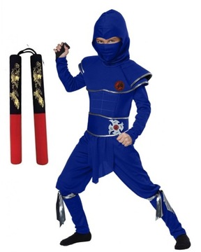 Strój BLACK NINJA SAMURAJ MIĘŚNIE 110/120 NUNCHAKU