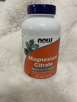 NOW Magnesium Citrate 133mg Magnez drażliwość,nerwowość ,zmęczenie 240kaps.