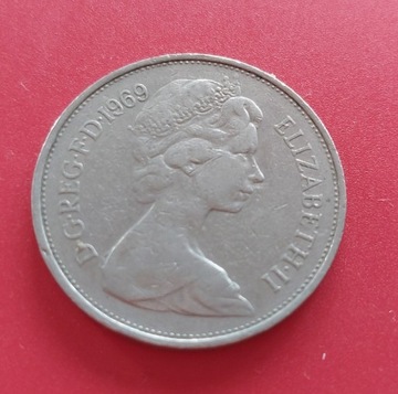 Moneta, Wielka Brytania, 10 pensów,  1969 r.