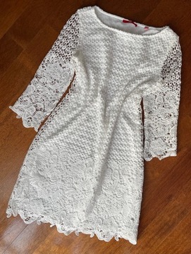 Koronkowa biała sukienka, mini s.Oliver 38/M