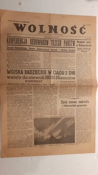 GAZETA WOLNOŚĆ 8 LUTY 1945 NR 33