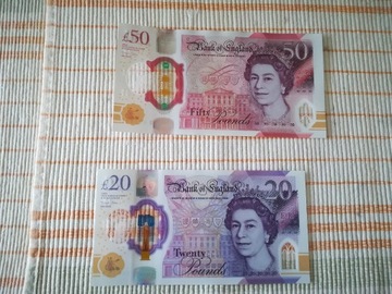 Banknot brytyjski 20 funt.Stan bankowy UNC.