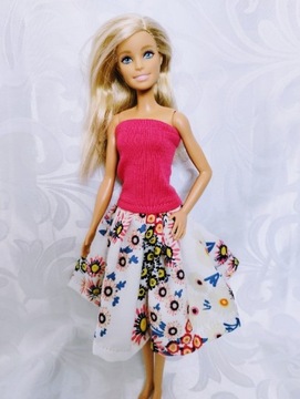 Sukienka w kwiaty ubranko dla lalki Barbie