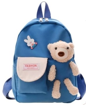 Plecak dla Dzieci pluszowy miś -niebieski