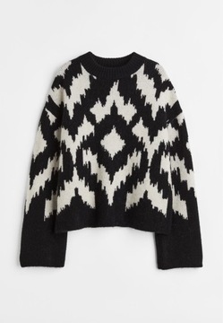 H&M sweter we wzory czarno biały miękki nowy XL