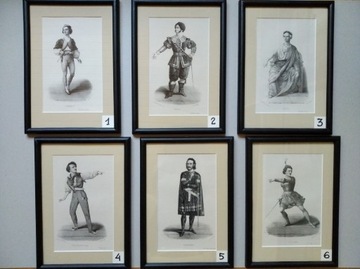 Litografie francuskie z 1840 r. aktorzy 