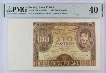 100 złotych 1932 - RZADKA seria AA PMG40