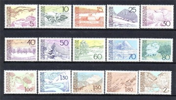 Góry, widoki komplet 15 znaczków 1972 - 1973 rok stan**