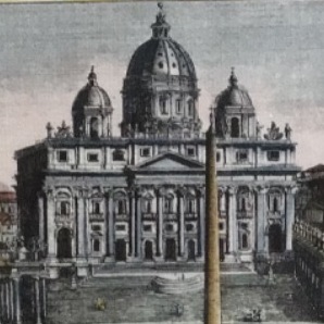 Bazylika i Plac św. Piotra, Watykan, stara rycina