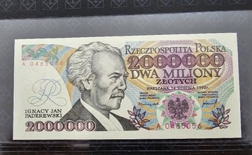 2000000 Złotych 1992 Seria A Z BŁĘDEM. Stan idealny