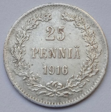 25 pennia 1916 srebro ORYGINAŁ Finlandia