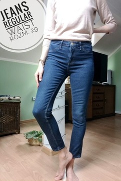 Jeansy H&M regular waist skinny rurki ankle r. 29