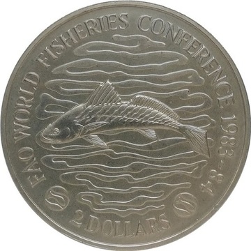 Liberia 2 dollars 1983, KM#47