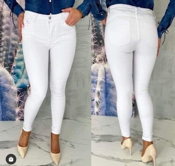Białe spodnie damskie M SARA PUSH UP 30-38 