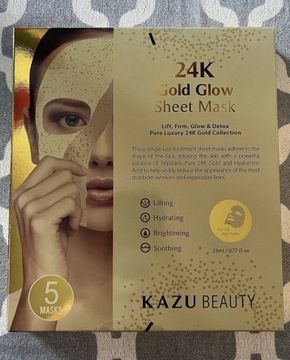 24K Gold Glow Sheet Mask Kazu Beauty (5 masek)