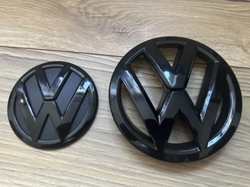 Emblemat znaczek Volkswagen czarny połysk komplet