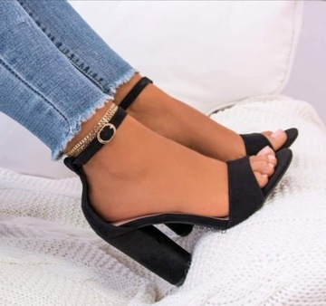 Sandałki damskie czarne 