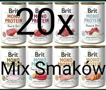 Brit Mono Protein 20x + Gratis, Mix Smaków 400g