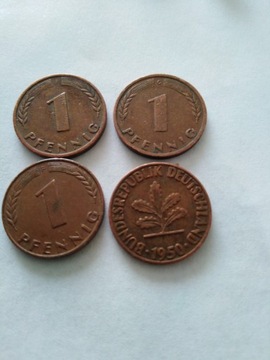Lot monet 1 pfennig RFN 1950 r