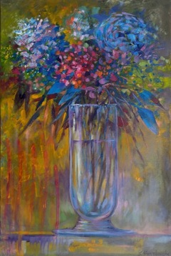 obraz olejny Abstrakcja kwiaty faktura