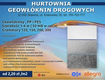 GEOWŁÓKNINA DROGOWA GRAM.150-2m szer