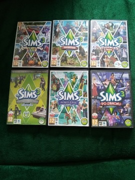 Simsy 3 dodatki PC DVD 6 sztuk 