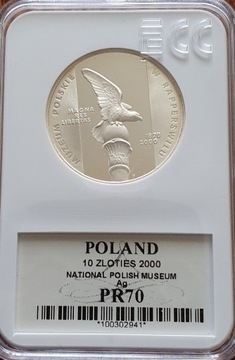 10 zł. Muzeum Polskie Rapperswilu 2000 Gcn pr70