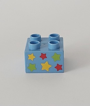 Lego Duplo klocek niebieski 2X2 gwiazdki
